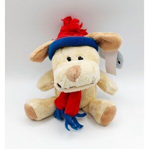Loblaws Beige Dog Plush w/Hat & Scarf Puppy 9"